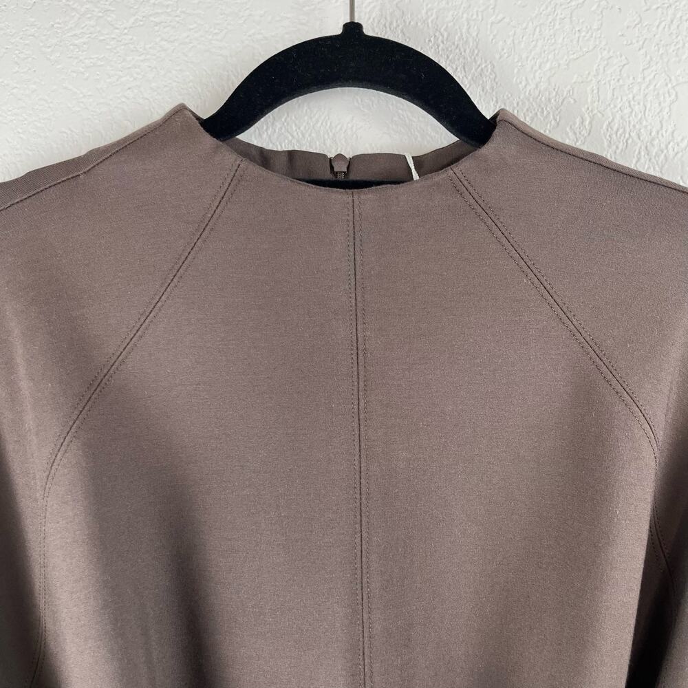 Pari Passu Janice Funnel Midi Dress 3/4 Sleeve Espresso Brown NWT Plus Size D20 - Picture 7 of 16